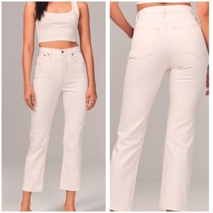 Abercrombie & Fitch Women's Cream Straight Leg Jeans